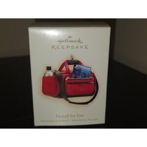 PACKED FOR FUN Suitcase Hallmark‎ Ornament Travel Lover Christmas Gift Bag NEW